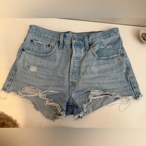 Levi's Light Blue Ripped Jean Shorts